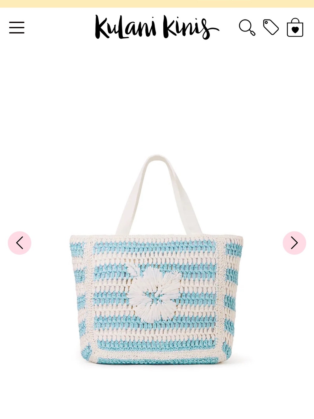 Kulani Kinis White & Light Blue Crochet Beach Tote